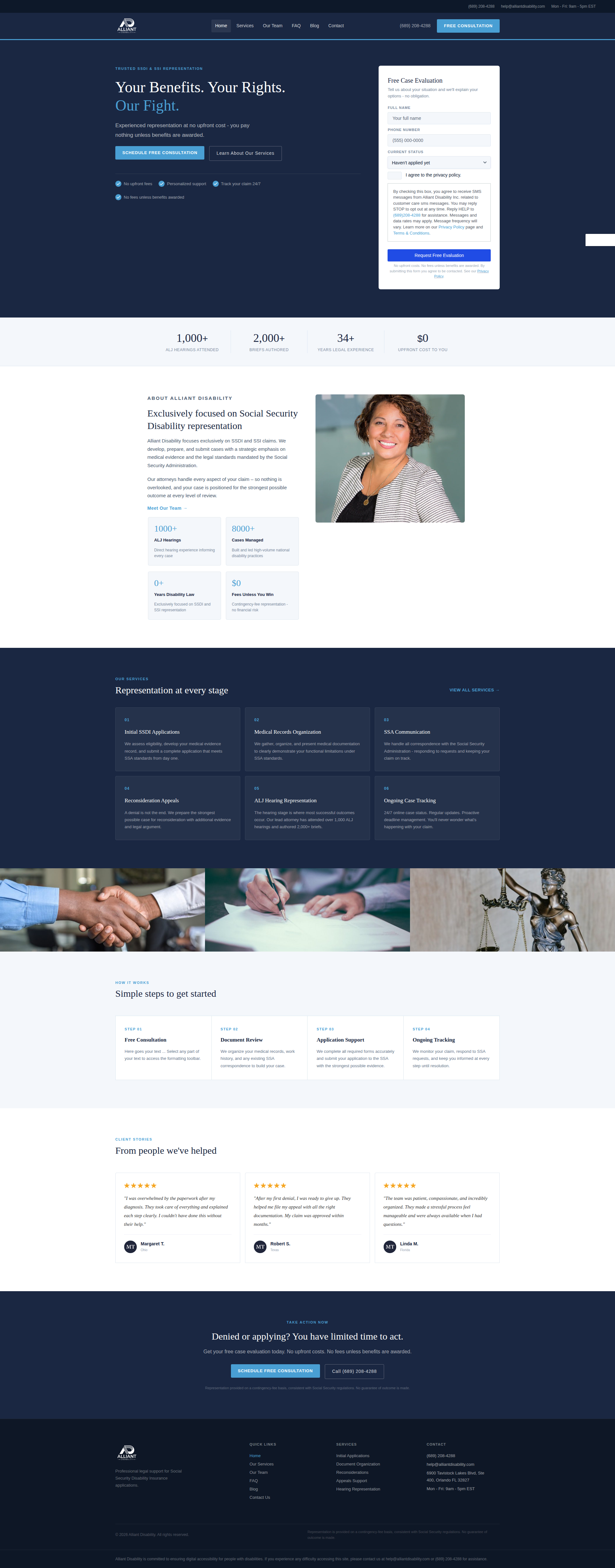 Full-length capture of the Alliant Disability home page