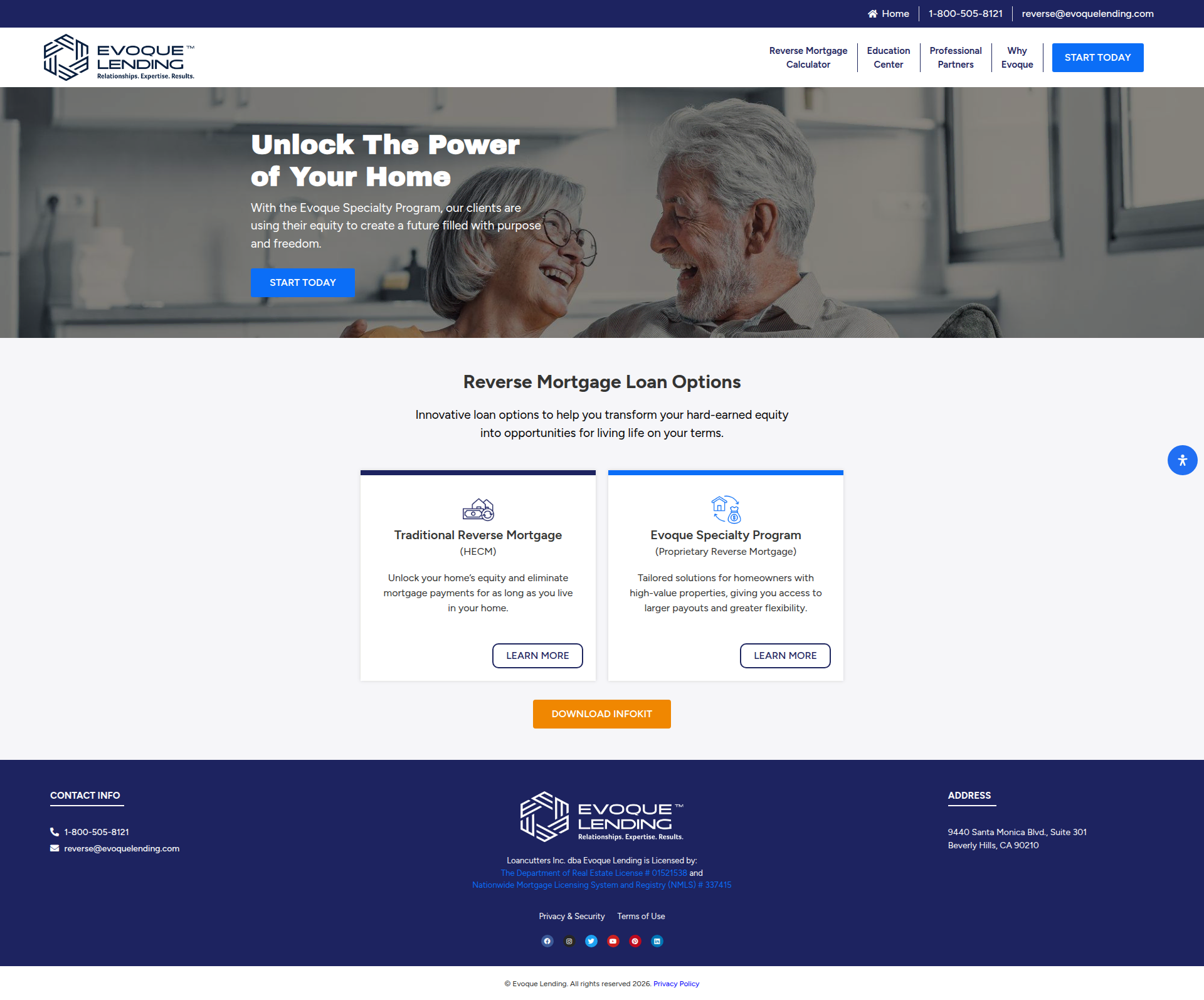 Full-length capture of the Evoque Reverse home page