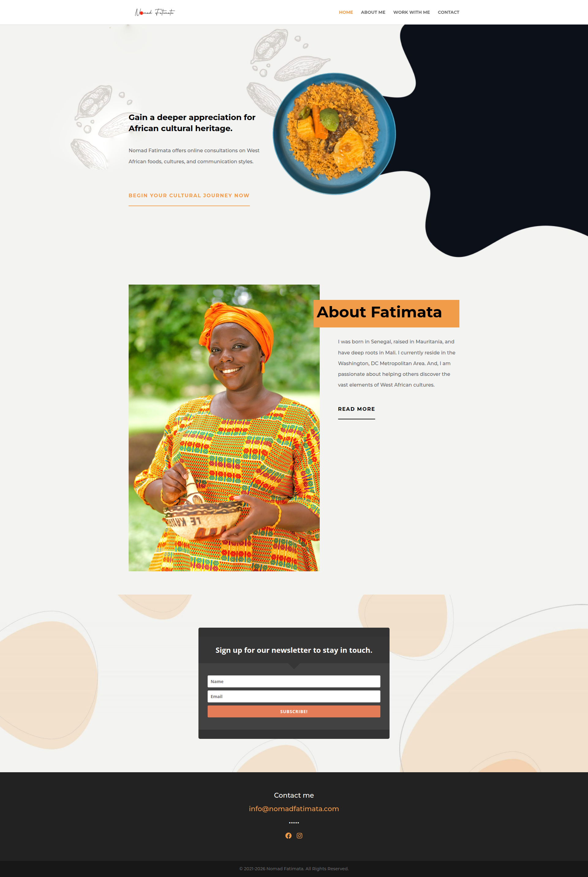 Full-length capture of the Nomad Fatimata home page