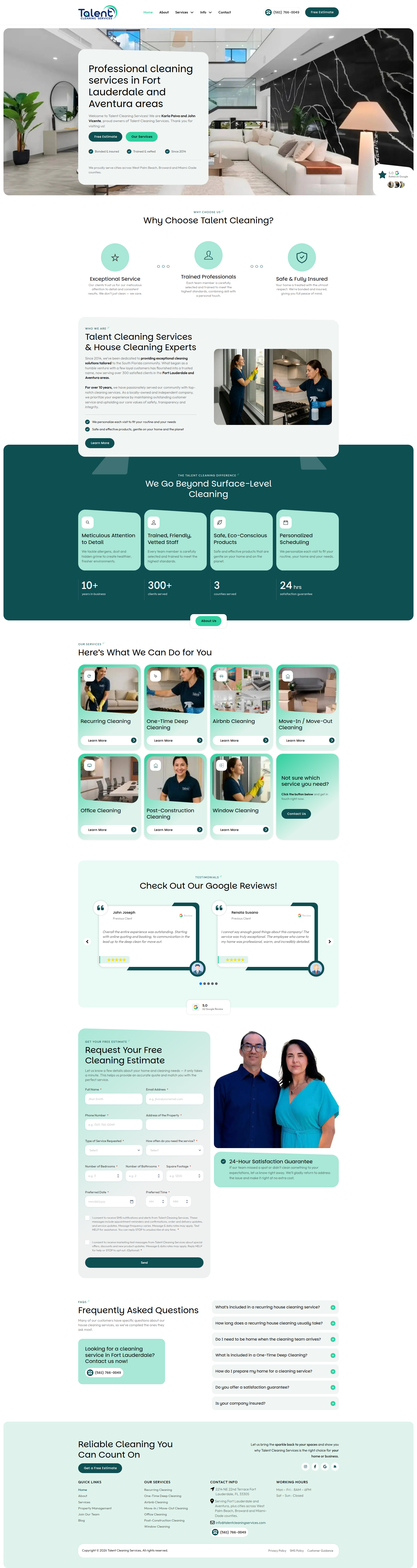 Full-length capture of the Talent Cleaning Services home page